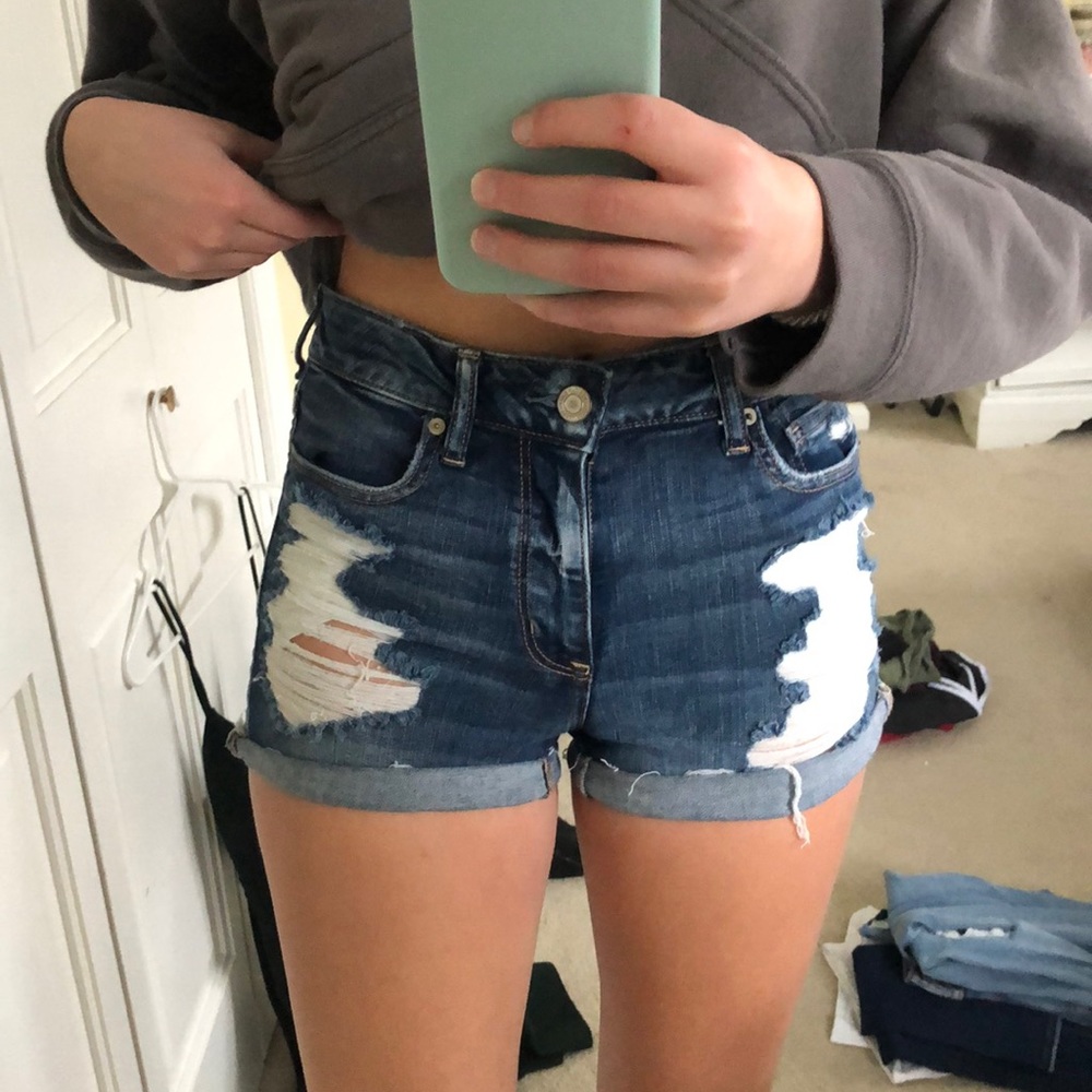 American eagle ripped high waist jean shorts